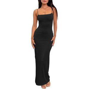 Spaghetti Strap Bodycon Maxi Dress Womens Summer Casual Slip Dress